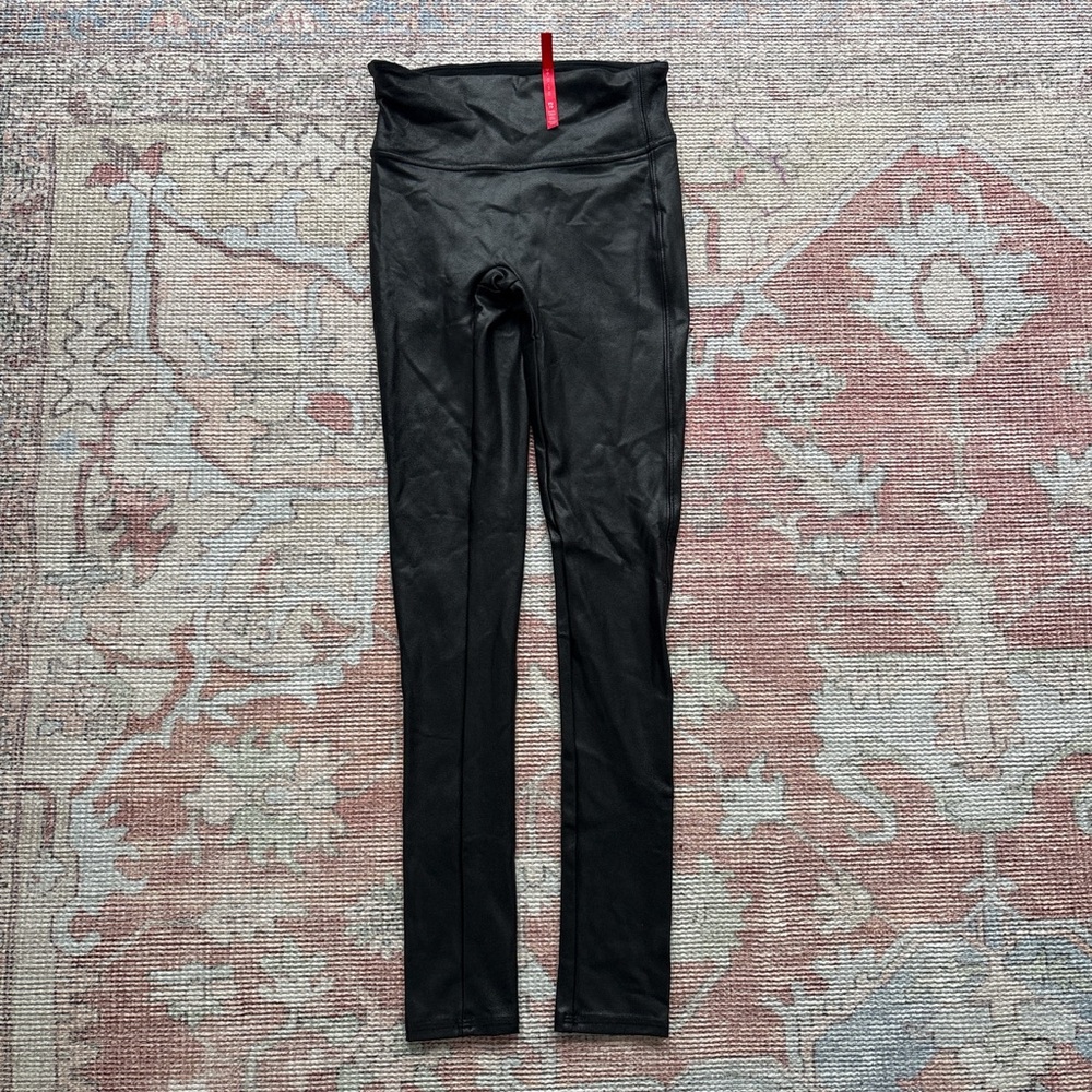 Spanx Black High-Waisted Leather Leggings